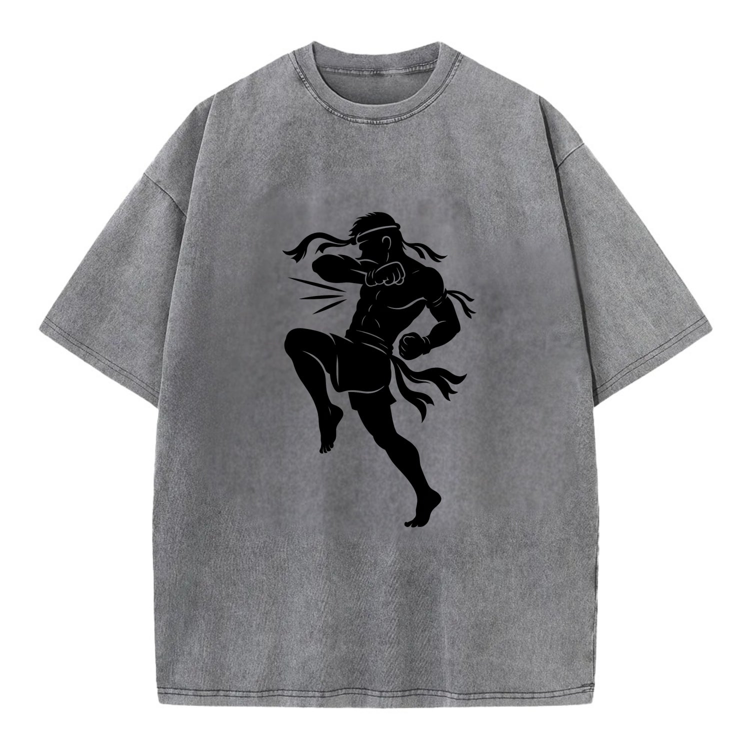 Thai Muay Thai fighter elbow strike - Vintage T-shirt - Grey