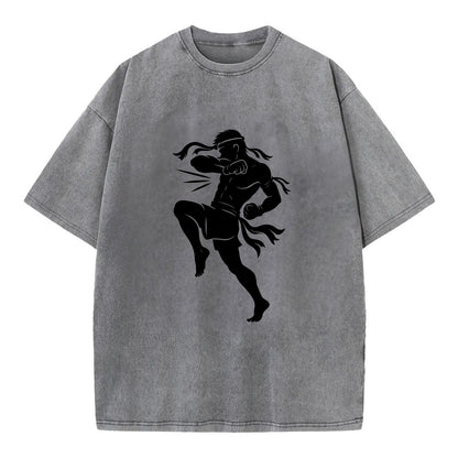 Thai Muay Thai fighter elbow strike - Vintage T-shirt - Grey