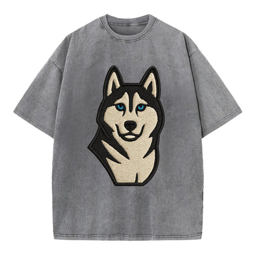 Husky - Blue eyes close-up portrait - Vi Vintage T-shirt