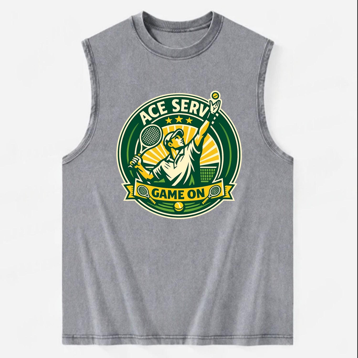 Serving Ace Emblem - Vintage Washed Tank - Grey