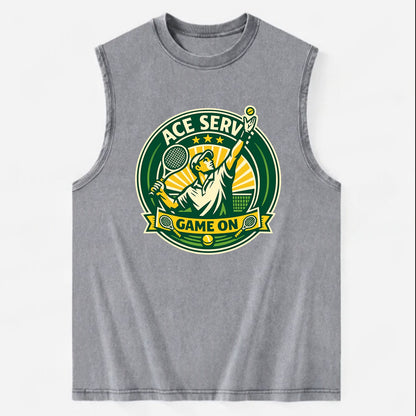 Serving Ace Emblem - Vintage Washed Tank - Grey
