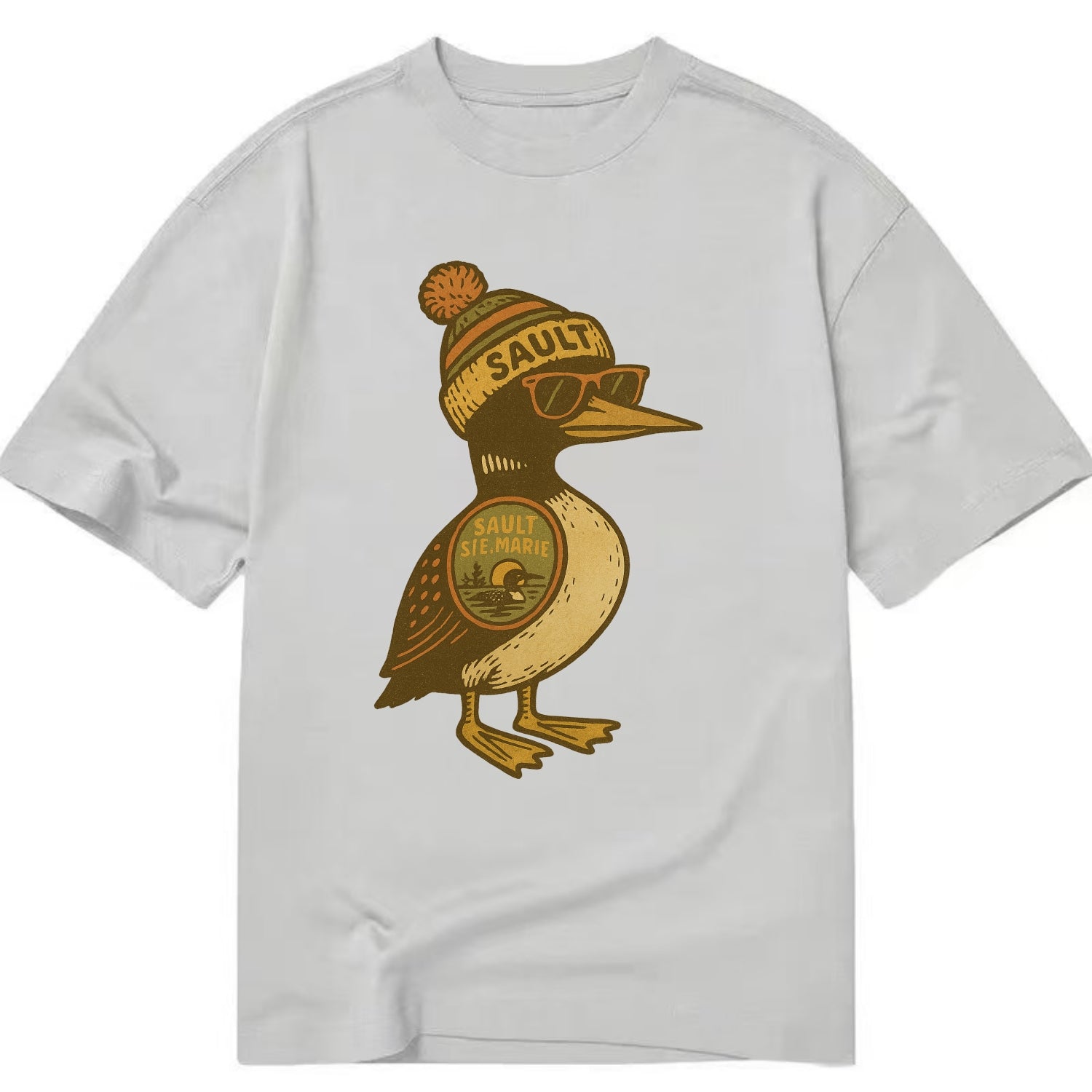 Sault Ste Marie Loon wearing Sault beani - Classic T-shirt - Grey