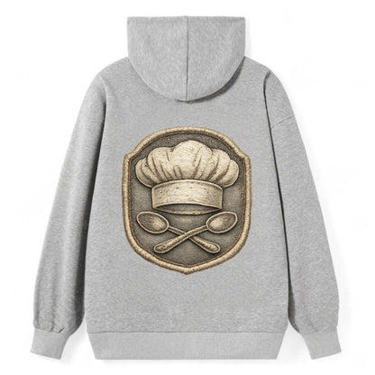 COOKING CHEF HAT - toque blanche with crossed spoons in white and silver - Classic Pullover Hoodie - Grey