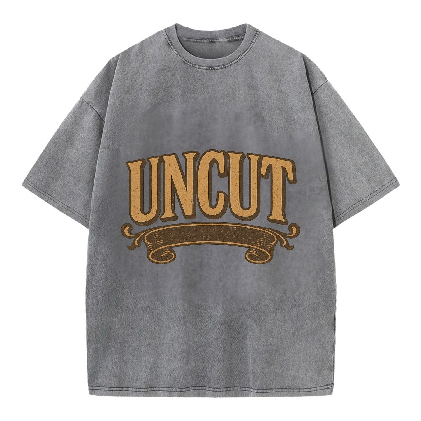 Bold typography design - "UNCUT" - pure, undiluted, authentic - Vintage T-shirt - Grey