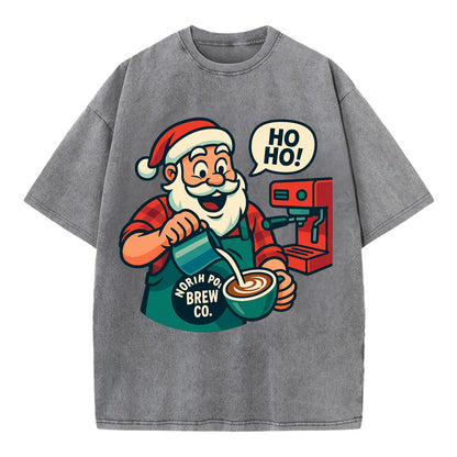 Santa Barista - Vintage T-shirt - Grey
