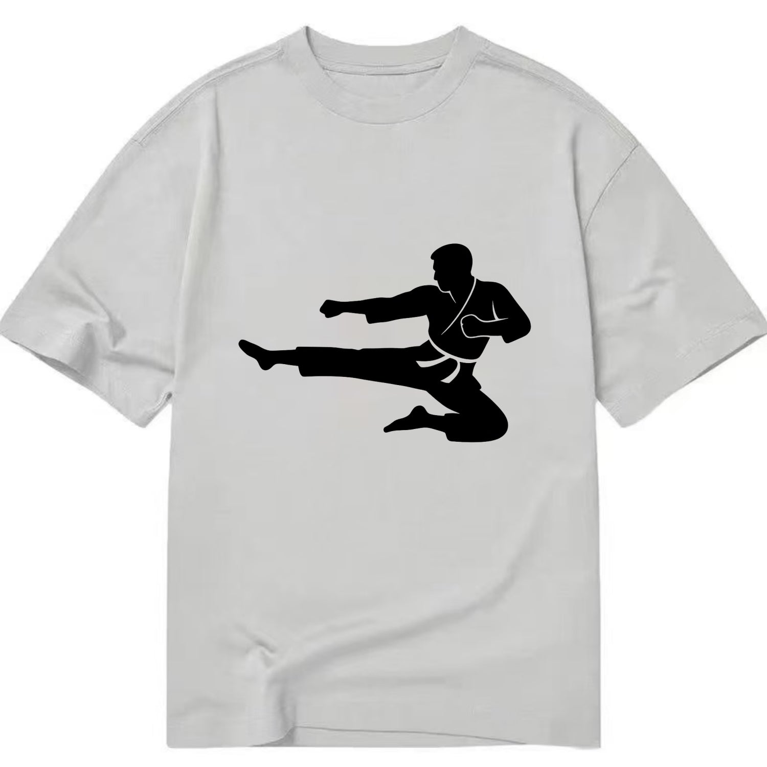 Martial artist flying kick - Classic T-shirt - Grey