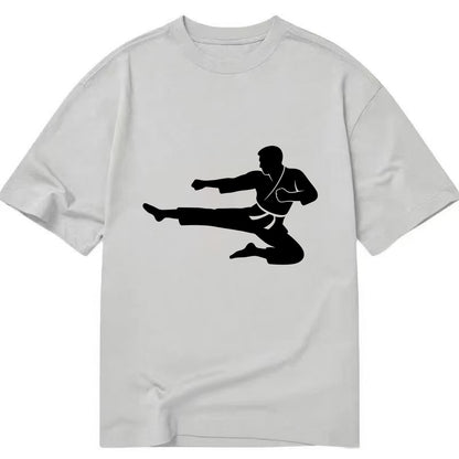 Martial artist flying kick - Classic T-shirt - Grey