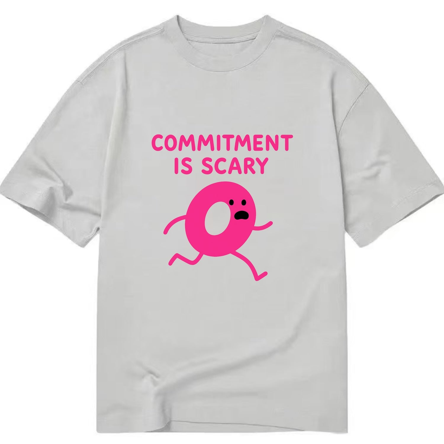 COMMITMENT IS SCARY | Terrified ring running away - Classic T-shirt - Grey