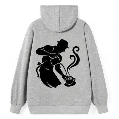 Barista creating latte art - Classic Pullover Hoodie - Grey