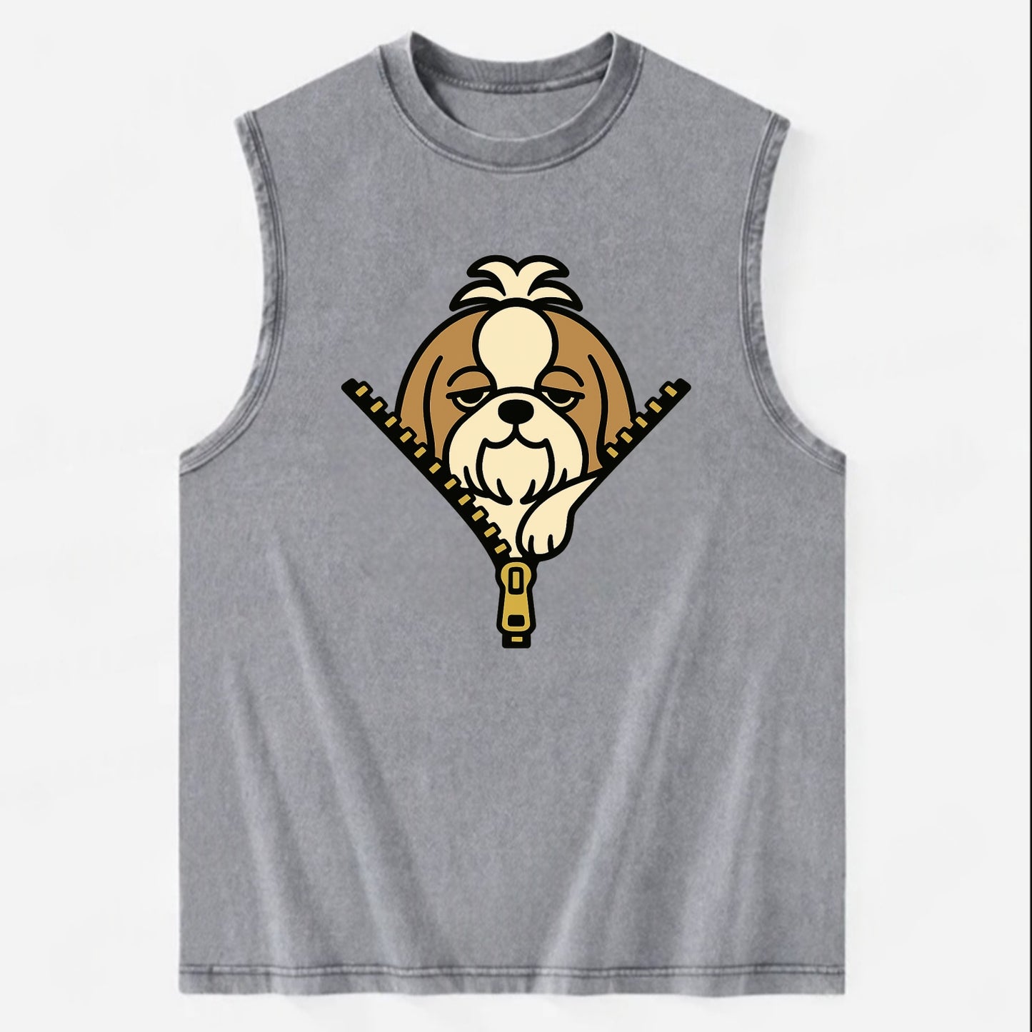 Shih Tzu - Vintage Washed Tank - Grey