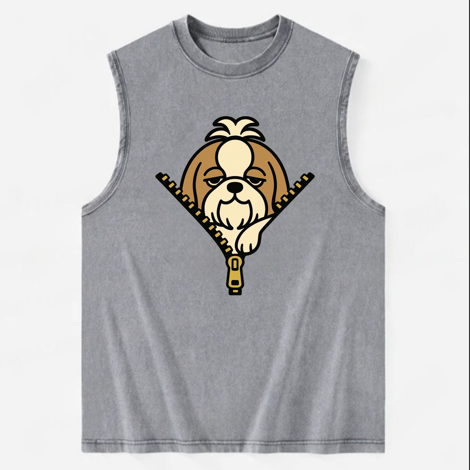 Shih Tzu - Vintage Washed Tank - Grey