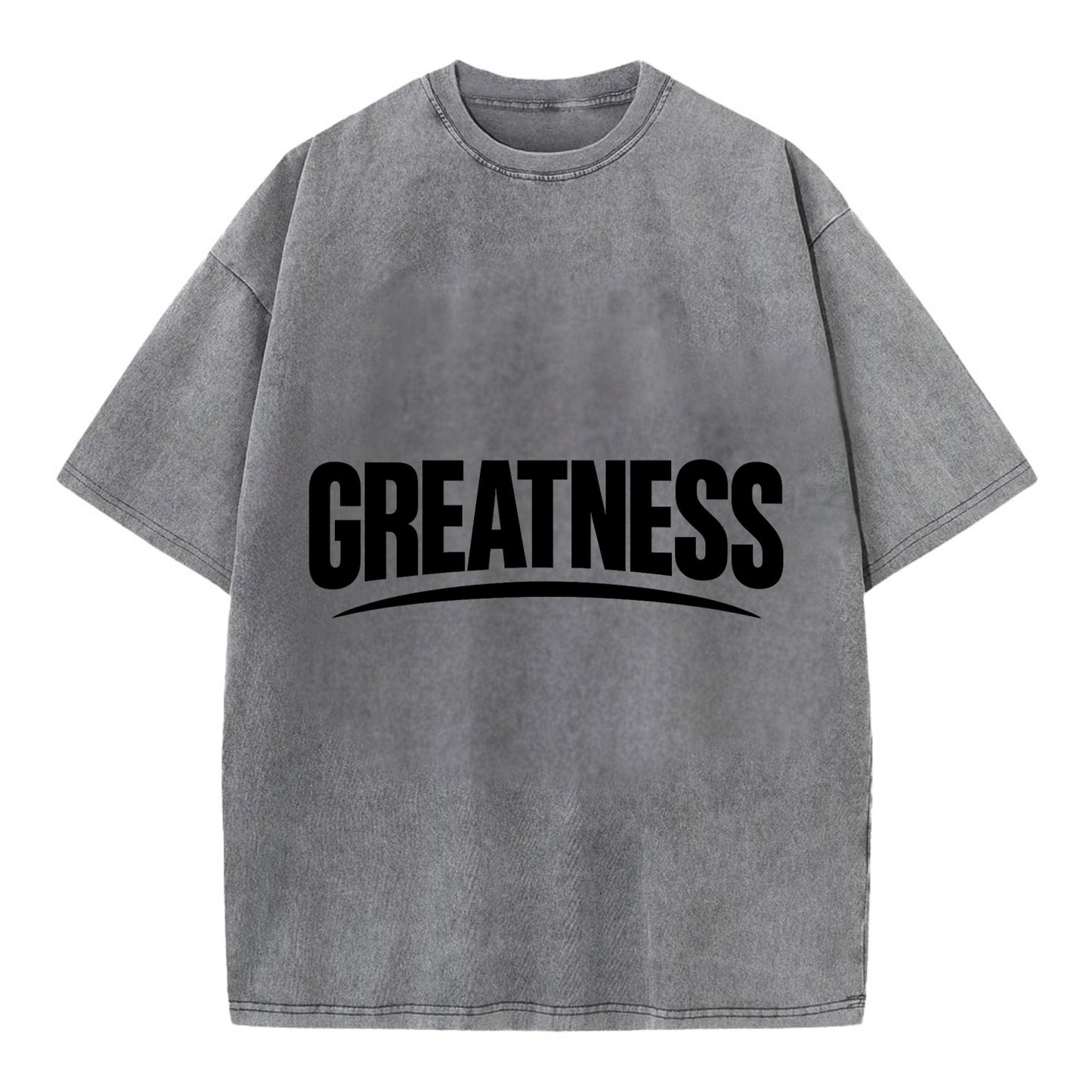 Bold typography design - "GREATNESS" - achieving excellence, reaching potential - Vintage T-shirt - Grey