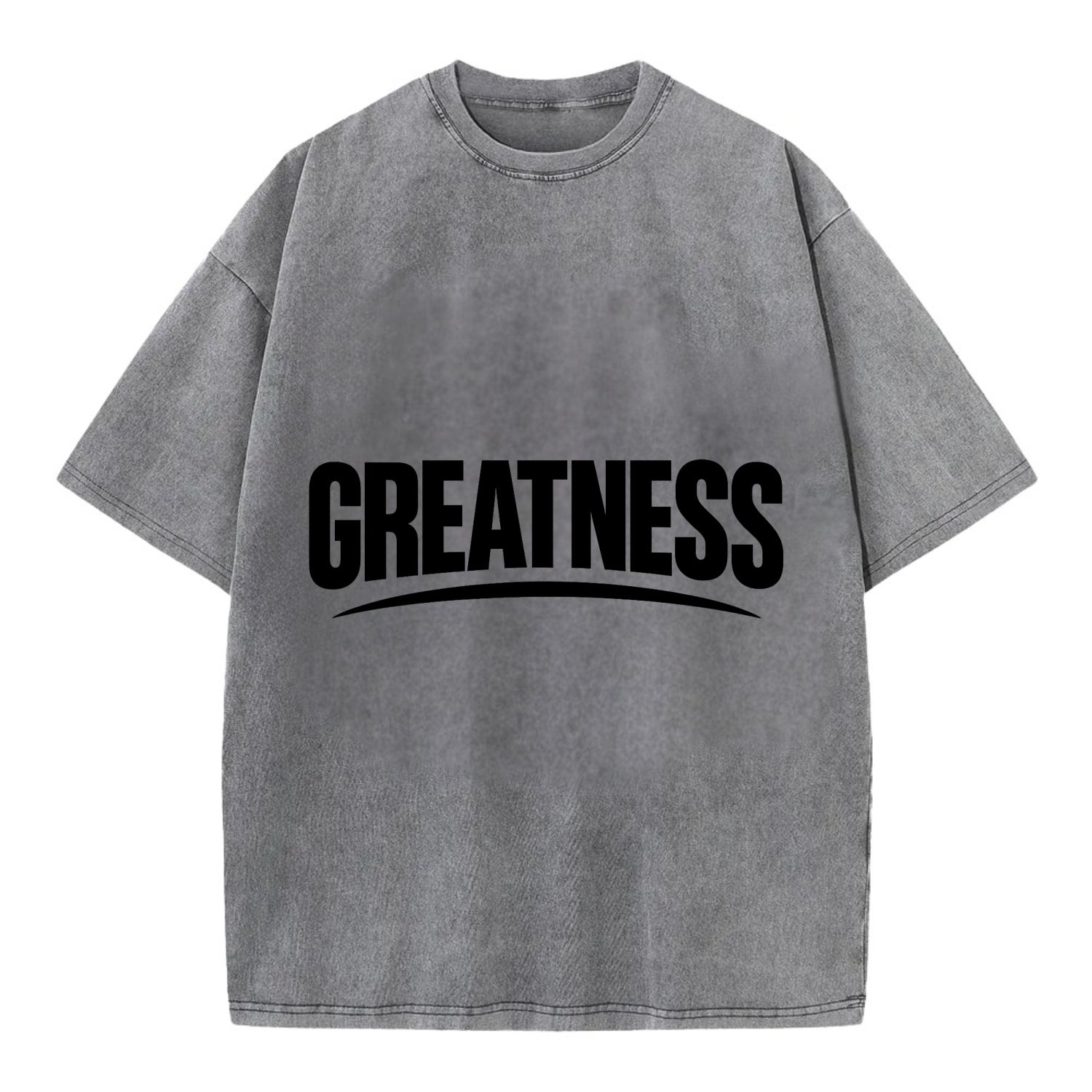 Bold typography design - "GREATNESS" - achieving excellence, reaching potential - Vintage T-shirt - Grey