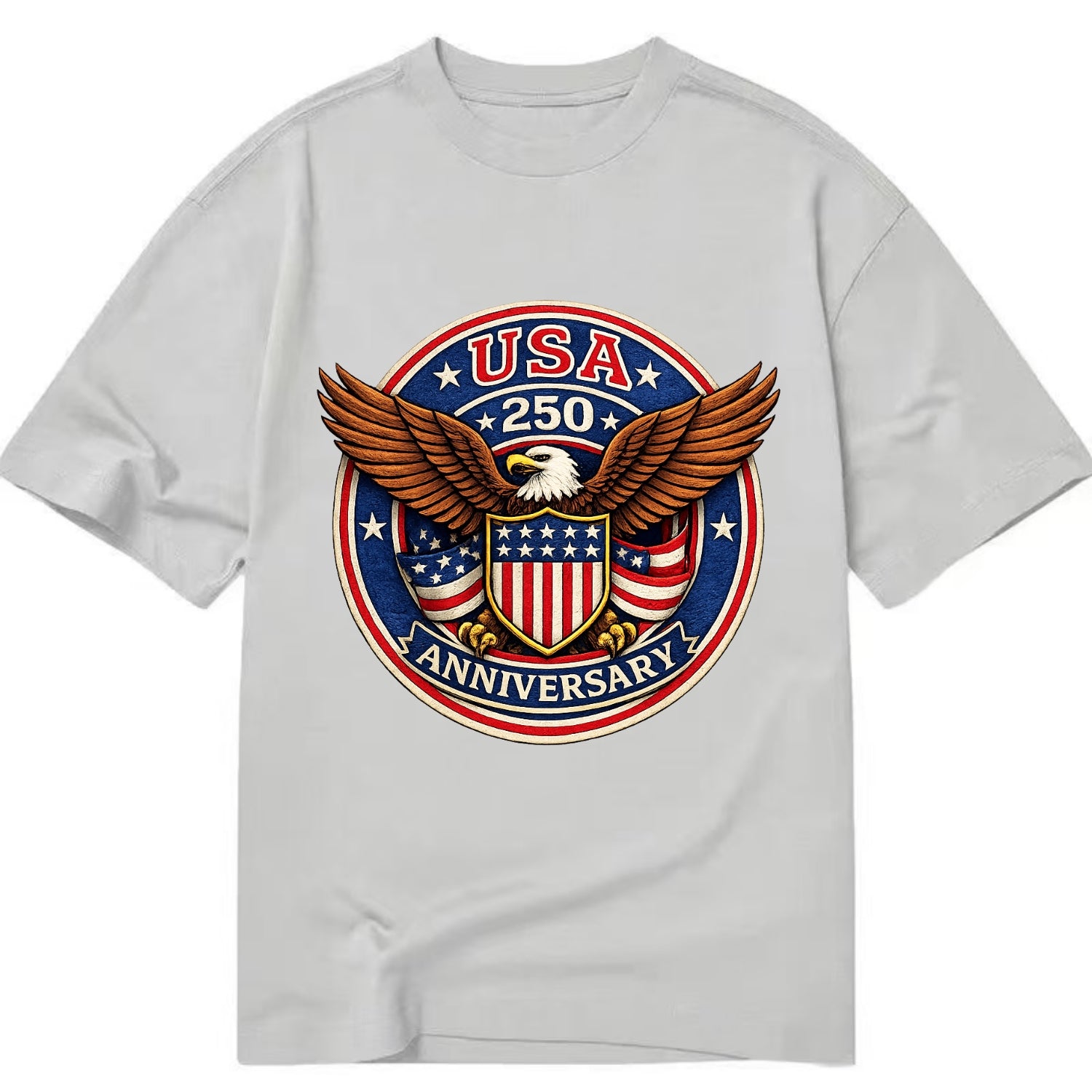 Usa 250 Anniversary Eagle Shield Emblem - Classic T-shirt - Grey