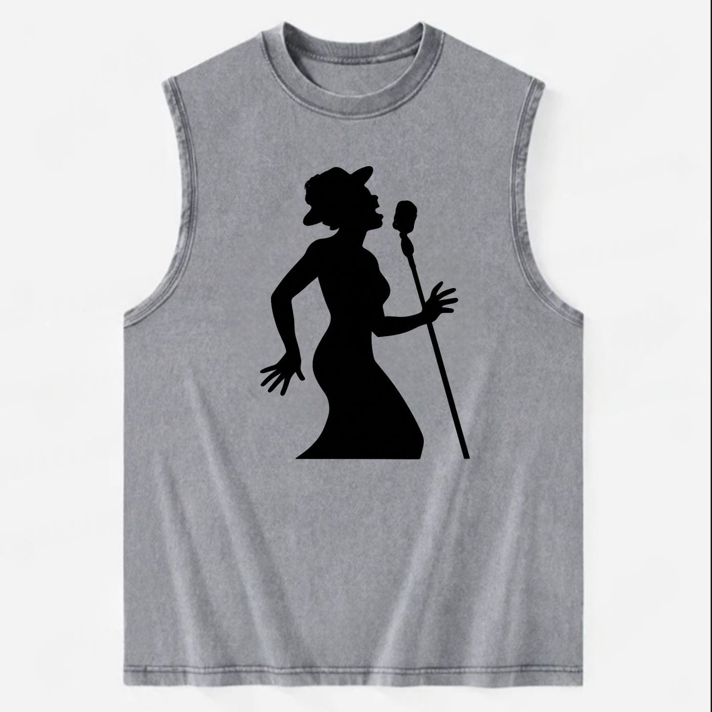 Jazz singer at vintage microphone - Vintage Washed Tank - Grey