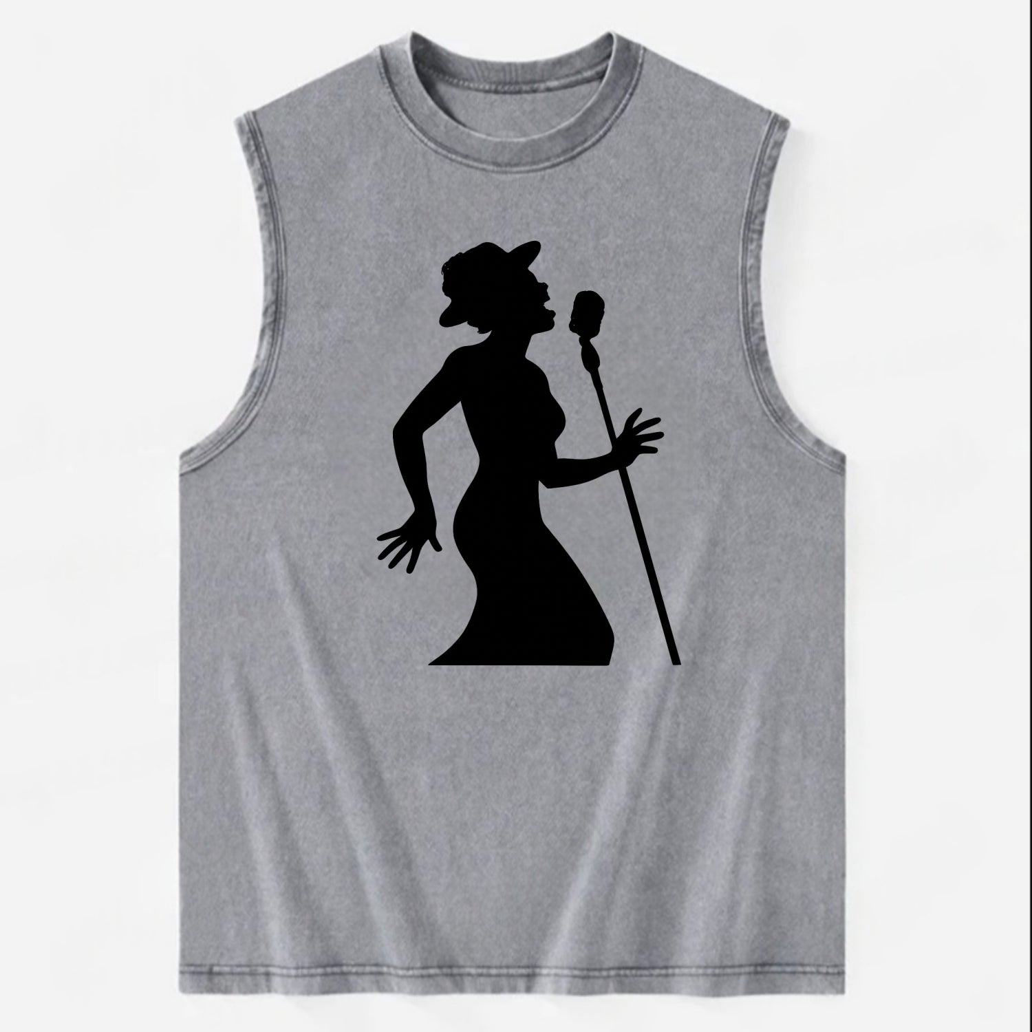 Jazz singer at vintage microphone - Vintage Washed Tank - Grey