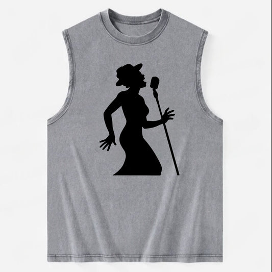 Jazz singer at vintage microphone - Vintage Washed Tank - Grey