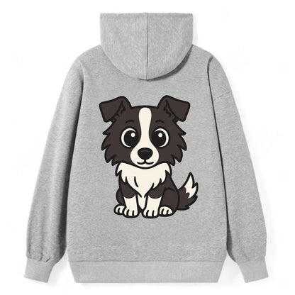 Border Collie - Intense stare sitting pose - Classic Pullover Hoodie - Grey