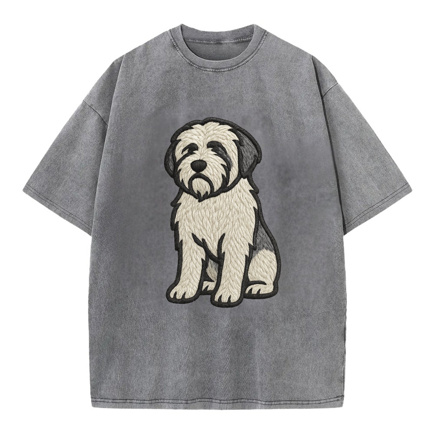 Polish Lowland Sheepdog - White and gray - Vintage T-shirt - Grey