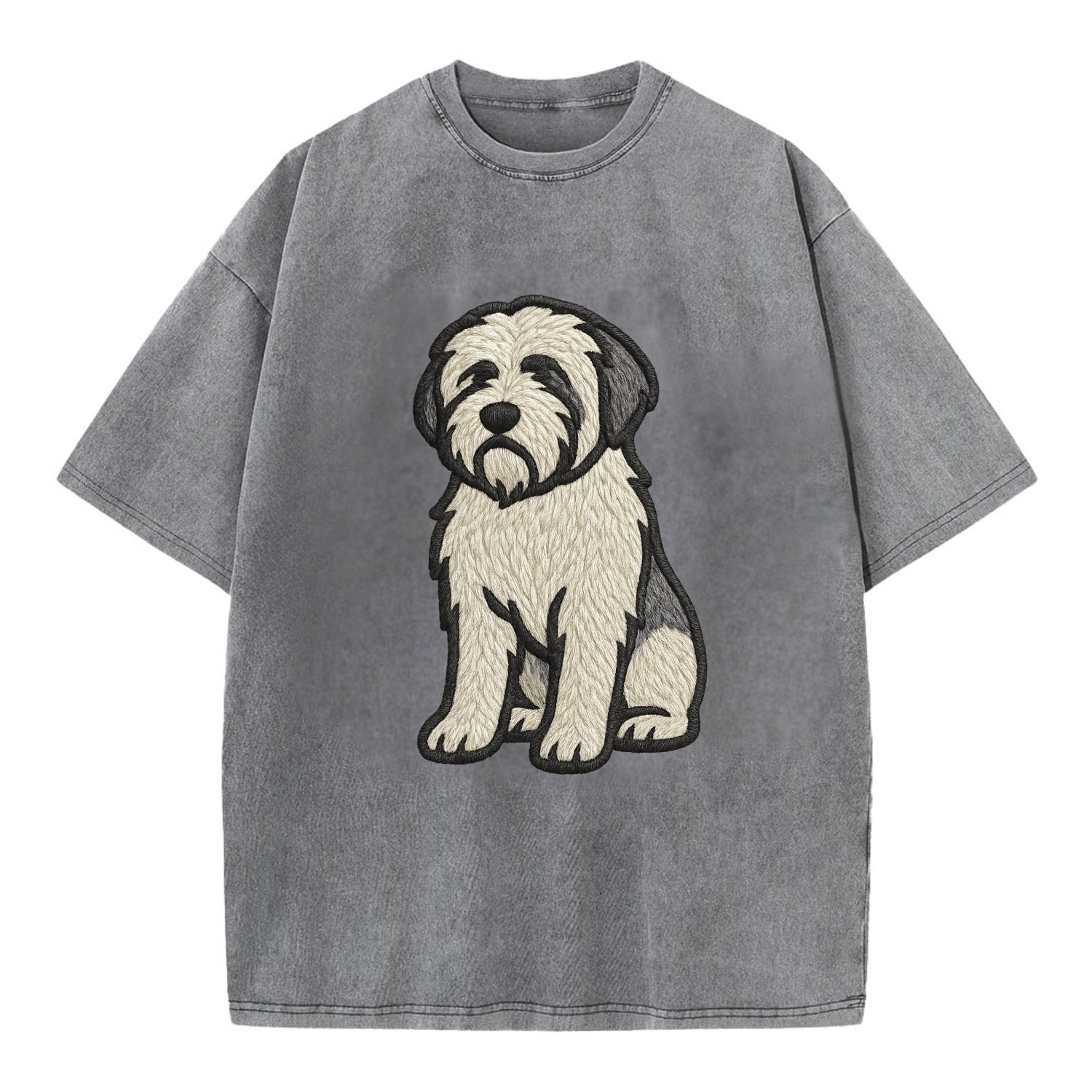 Polish Lowland Sheepdog - White and gray - Vintage T-shirt - Grey