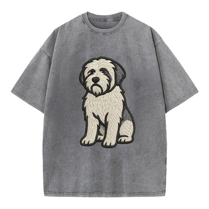 Polish Lowland Sheepdog - White and gray - Vintage T-shirt - Grey