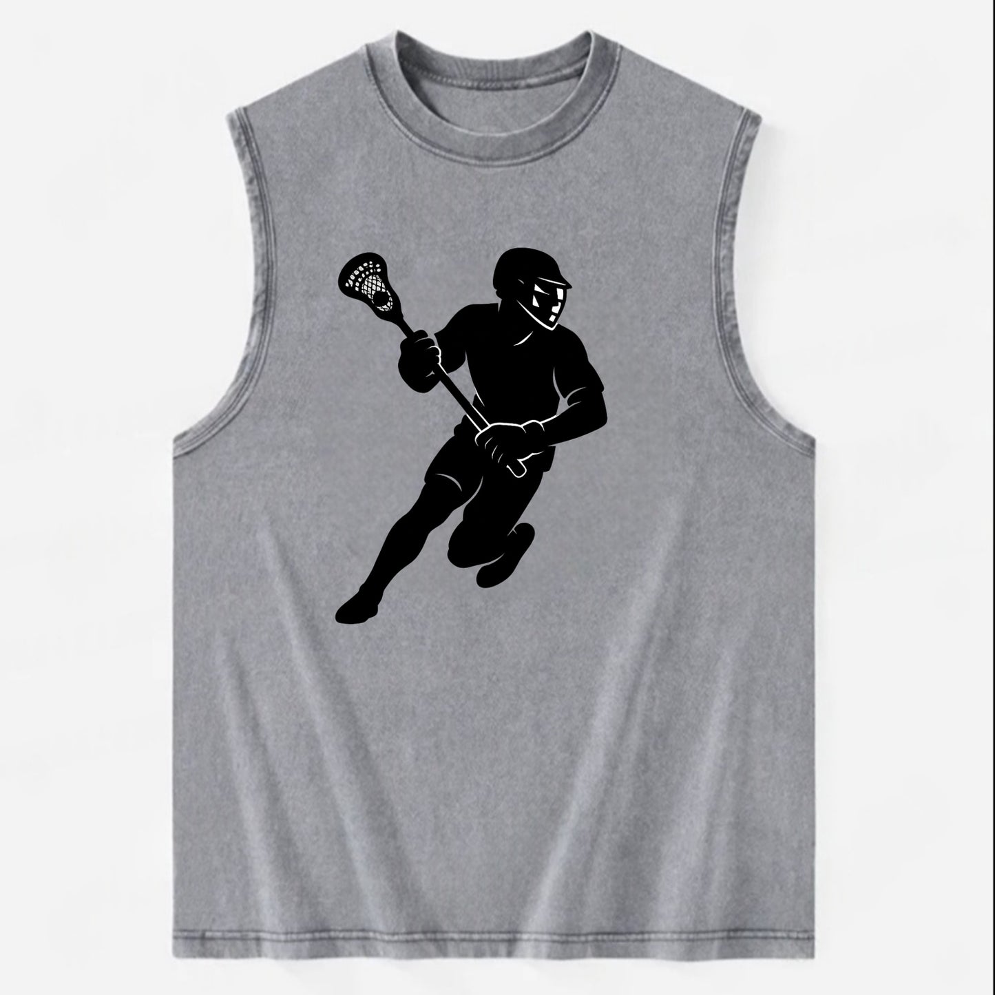 Lacrosse player cradling stick - Vintage Washed Tank - Grey