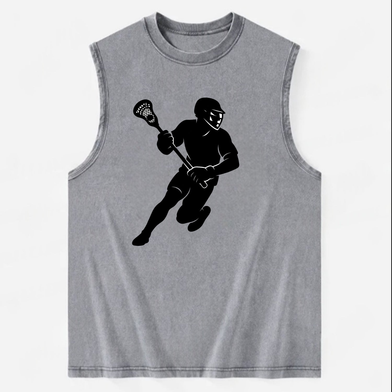 Lacrosse player cradling stick - Vintage Washed Tank - Grey