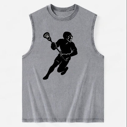 Lacrosse player cradling stick - Vintage Washed Tank - Grey