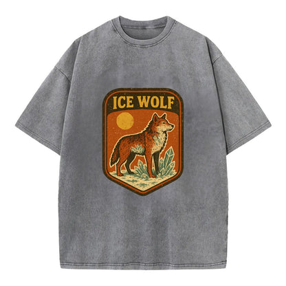 Ice Wolf Crystal  - Vintage T-shirt - Grey