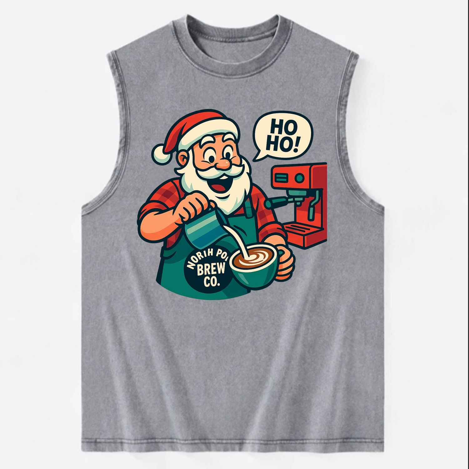 Santa Barista - Vintage Washed Tank - Grey