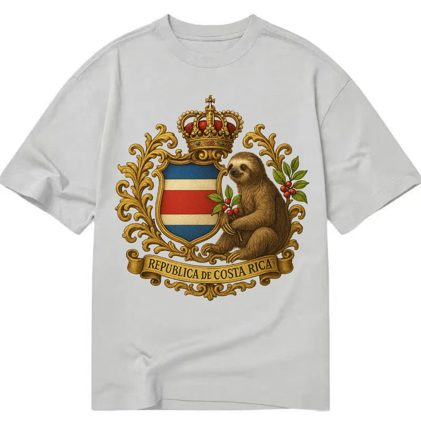 Costa Rica Sloth Emblem  - Classic T-shirt - Grey