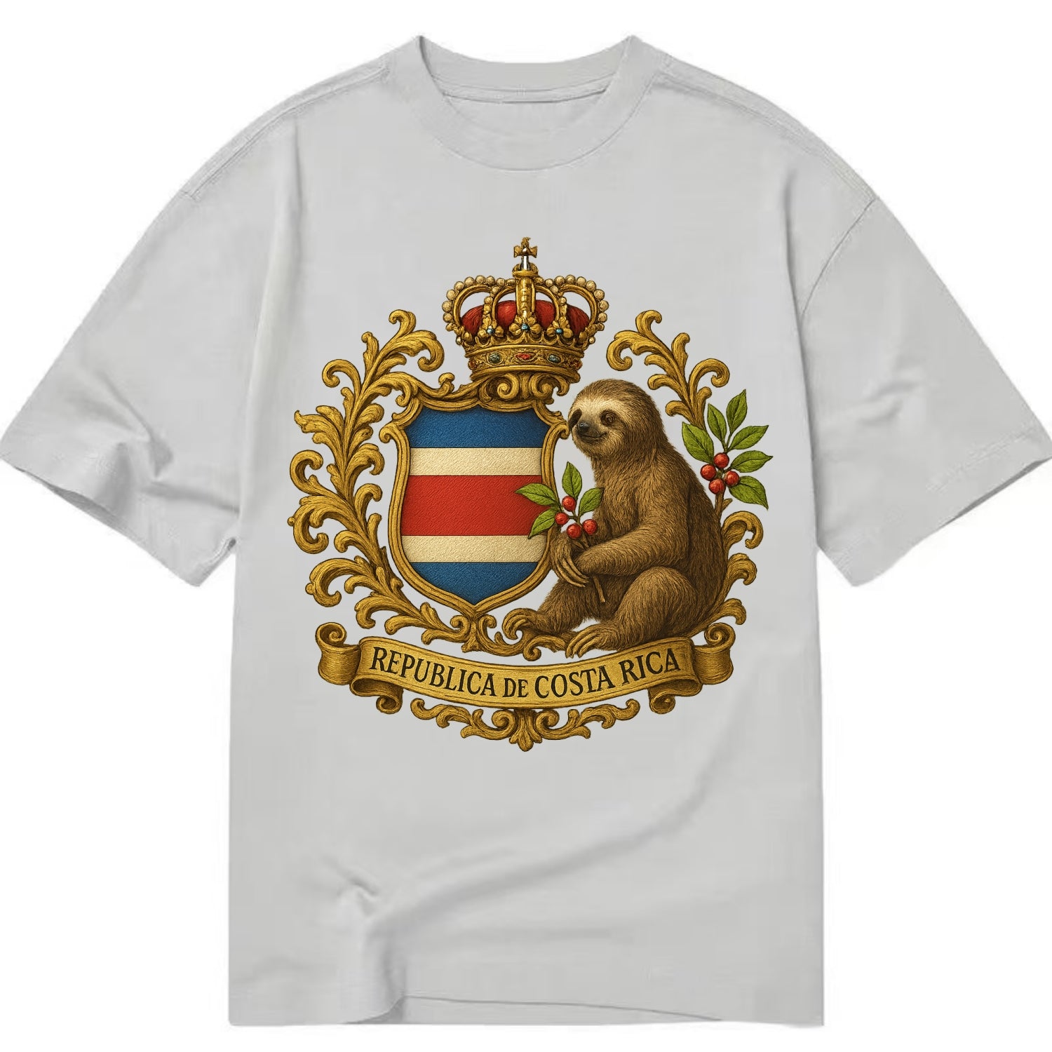 Costa Rica Sloth Emblem  - Classic T-shirt - Grey