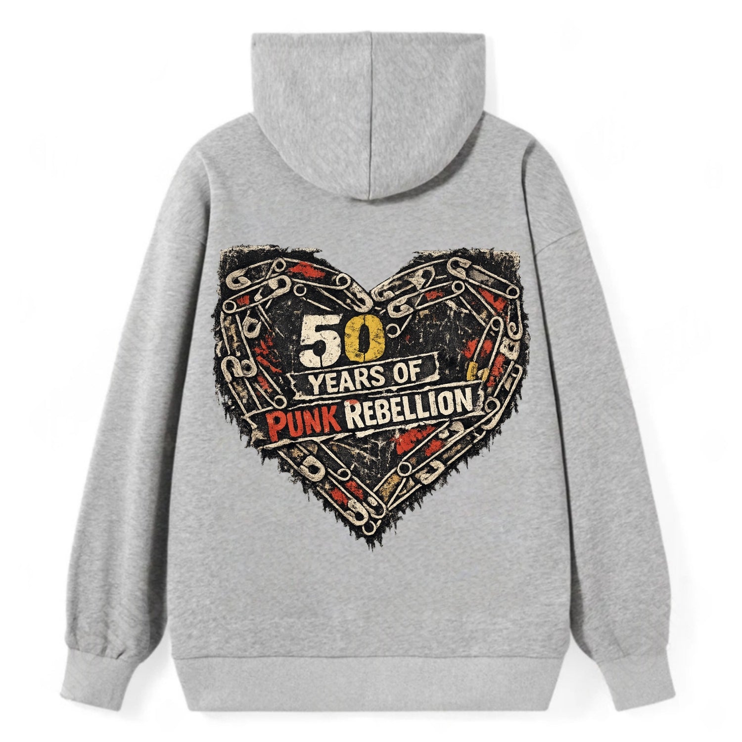 SAFETY PIN LOVE | Heart made of safety pins | Punk romance | DIY jewelry - Classic Pullover Hoodie - Grey