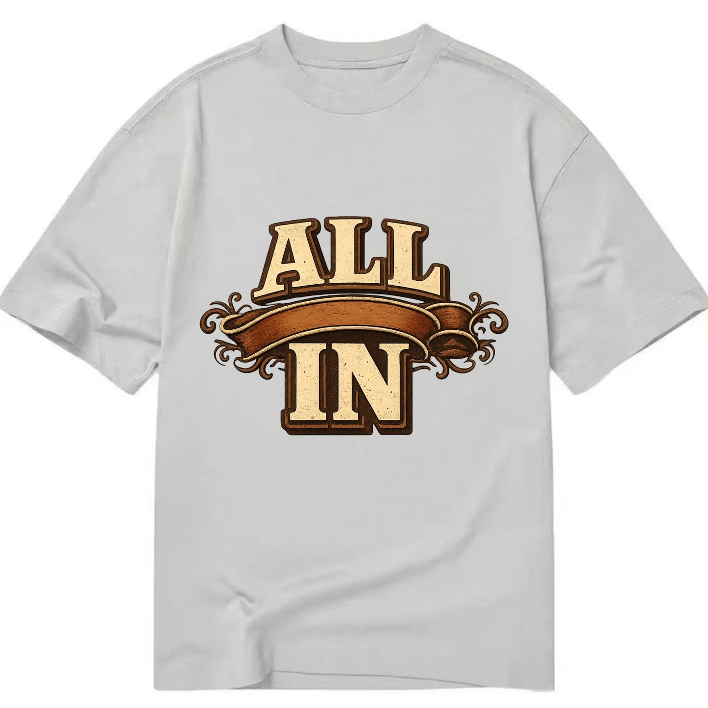 Bold typography design - "ALL IN" - complete commitment, no holding back - Classic T-shirt - Grey