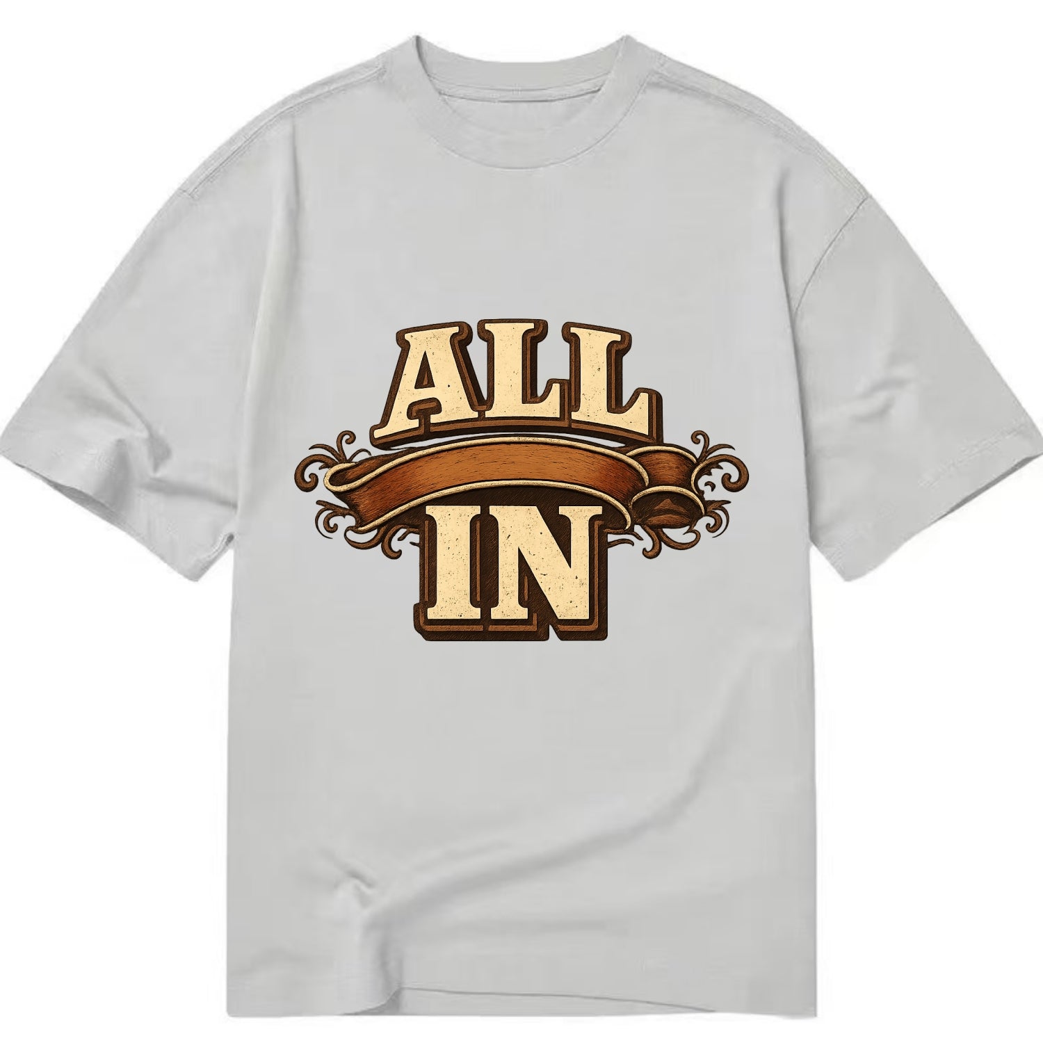 Bold typography design - "ALL IN" - complete commitment, no holding back - Classic T-shirt - Grey