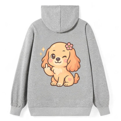 Cocker Spaniel with long wavy ears, gentle face, paw flipping off - Classic Pullover Hoodie - Grey