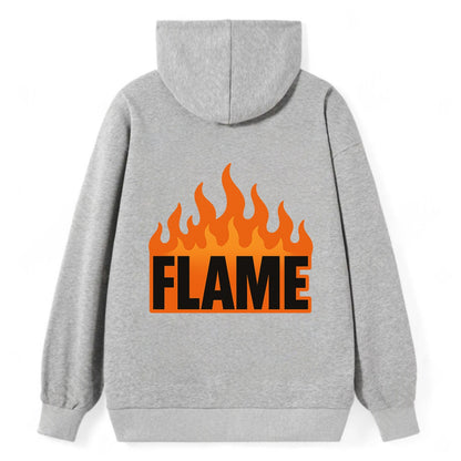 Bold typography design - "FLAME" - burning bright, passionate - Classic Pullover Hoodie - Grey