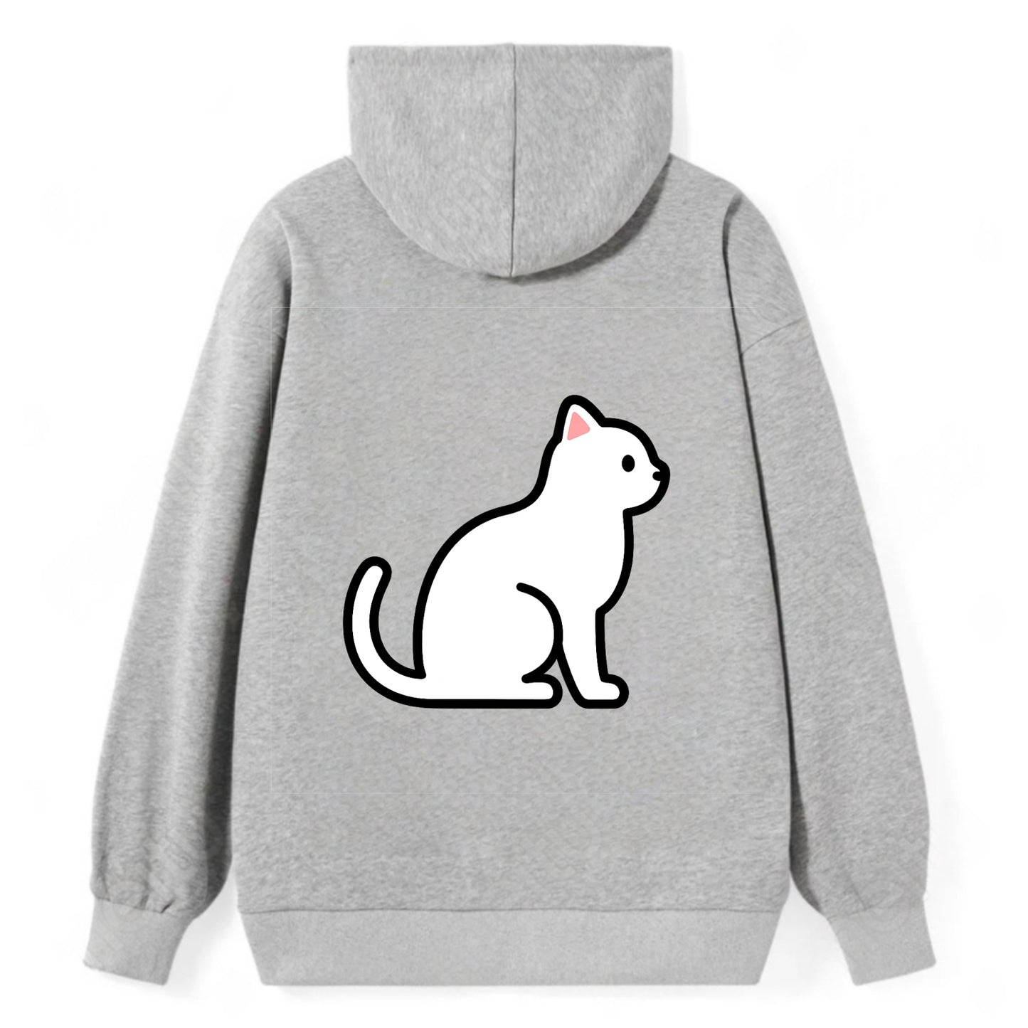 Domestic Shorthair - White classic flat side profile - Classic Pullover Hoodie - Grey