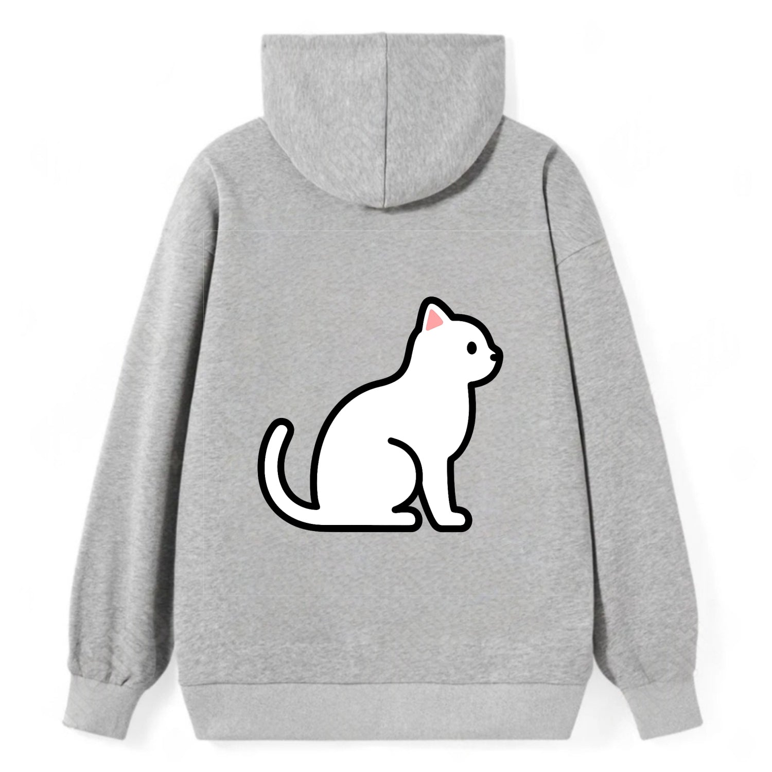Domestic Shorthair - White classic flat side profile - Classic Pullover Hoodie - Grey