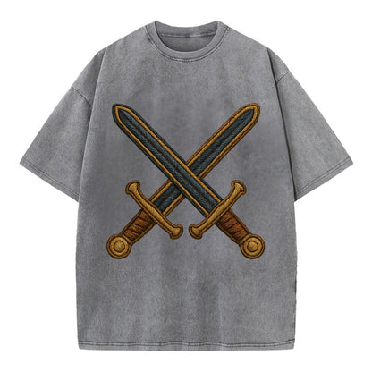 Crossed Swords  - Vintage T-shirt - Grey