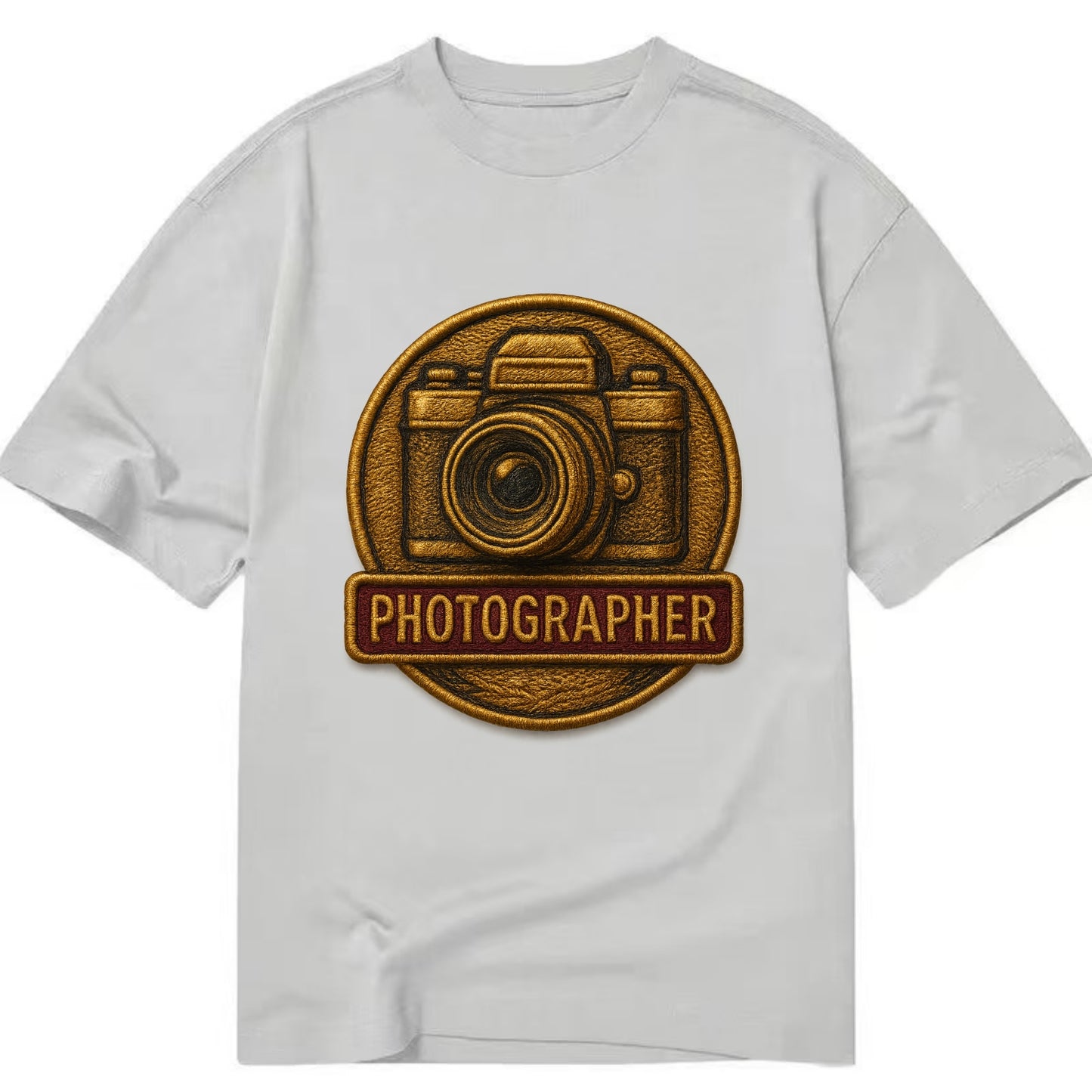 Camera with vintage lens - photographer badge - Classic T-shirt - Grey