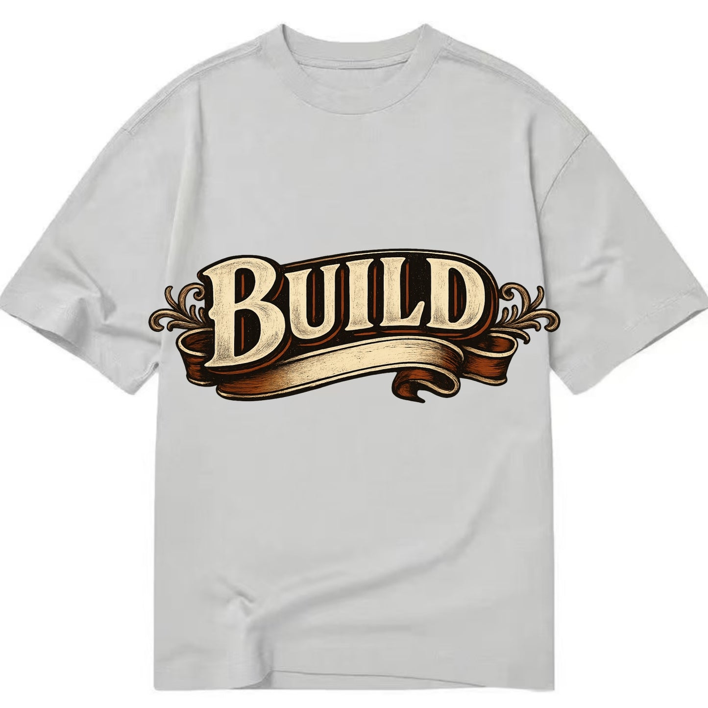 Bold typography design - "BUILD" - constructing, making real - Classic T-shirt - Grey