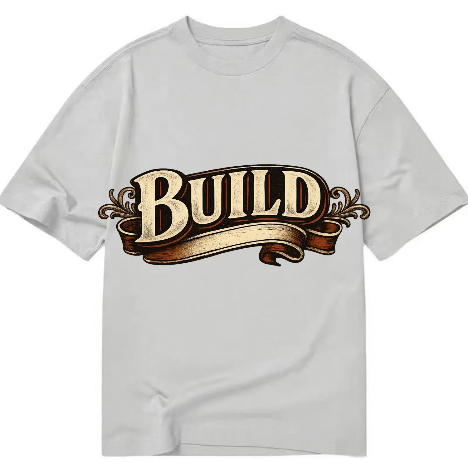Bold typography design - "BUILD" - constructing, making real - Classic T-shirt - Grey