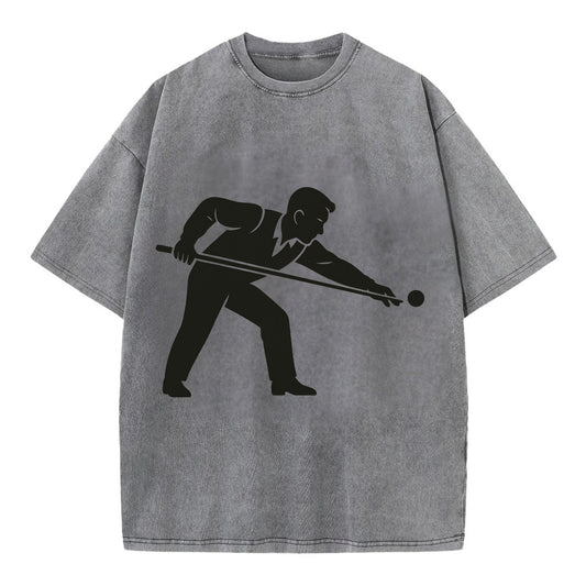 Pool player lining up shot - Vintage T-shirt - Grey