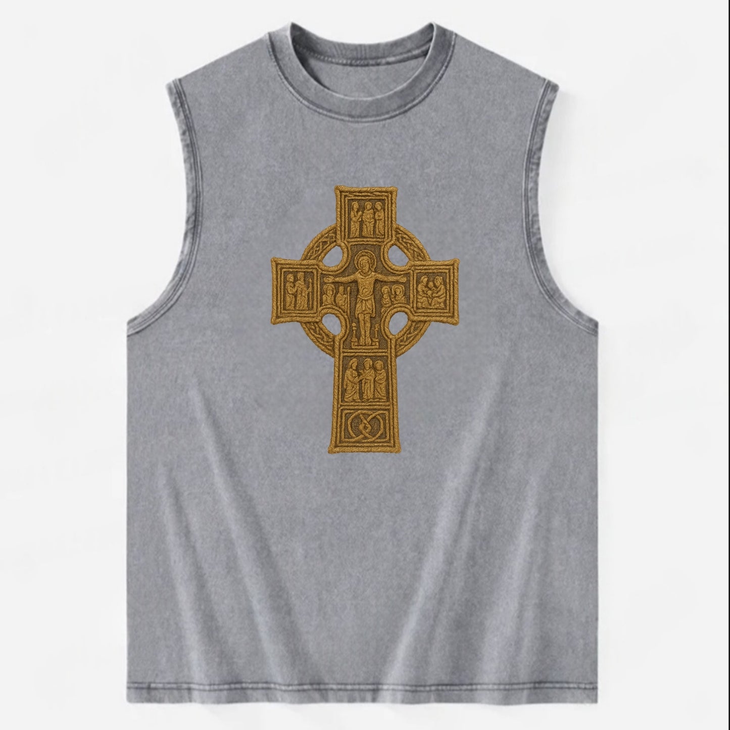 Monasterboice Cross - Vintage Washed Tank - Grey