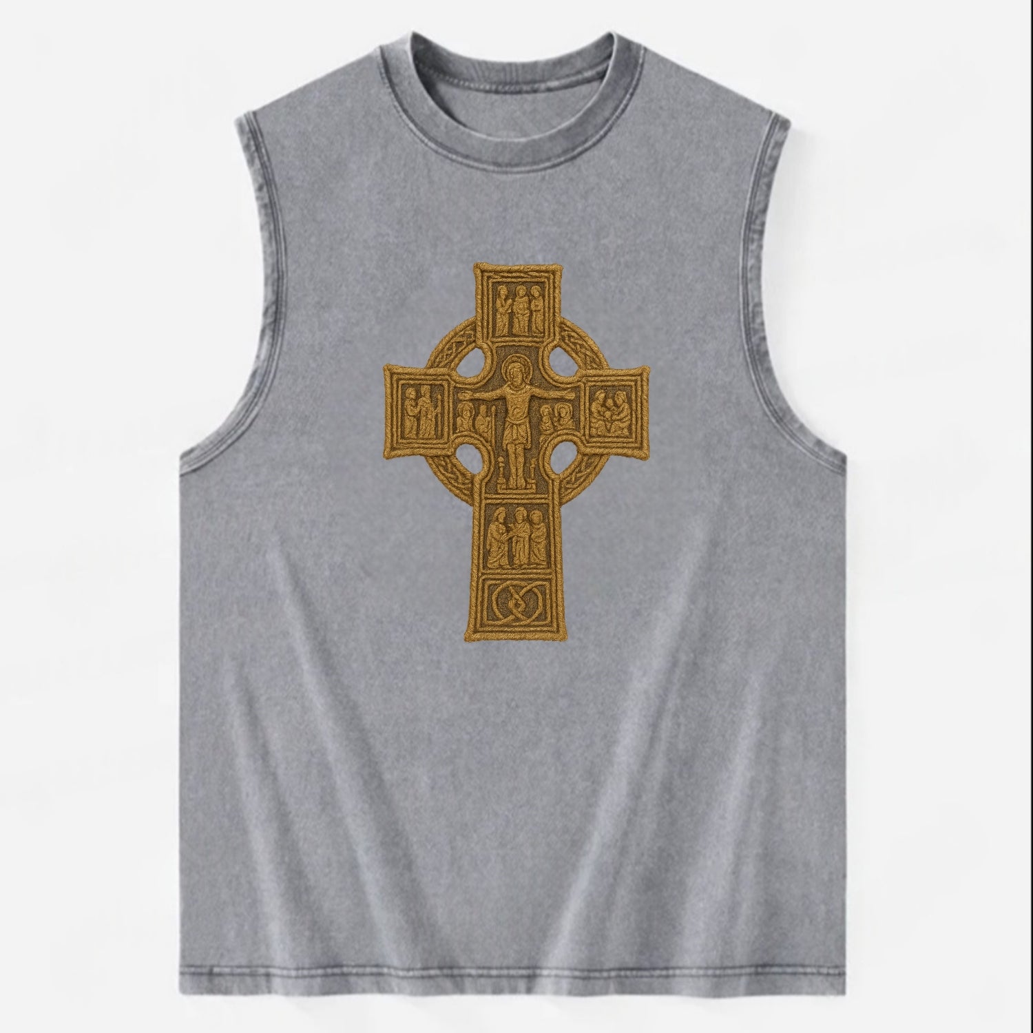 Monasterboice Cross - Vintage Washed Tank - Grey