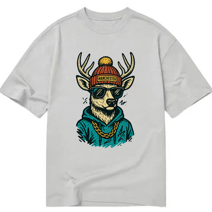 New Hampshire White-tailed Deer wearing Manchester beanie with pom pom and - Classic T-shirt - Grey