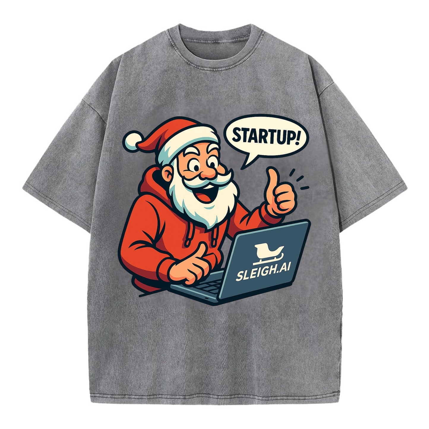 Santa Tech Startup CEO - Vintage T-shirt - Grey
