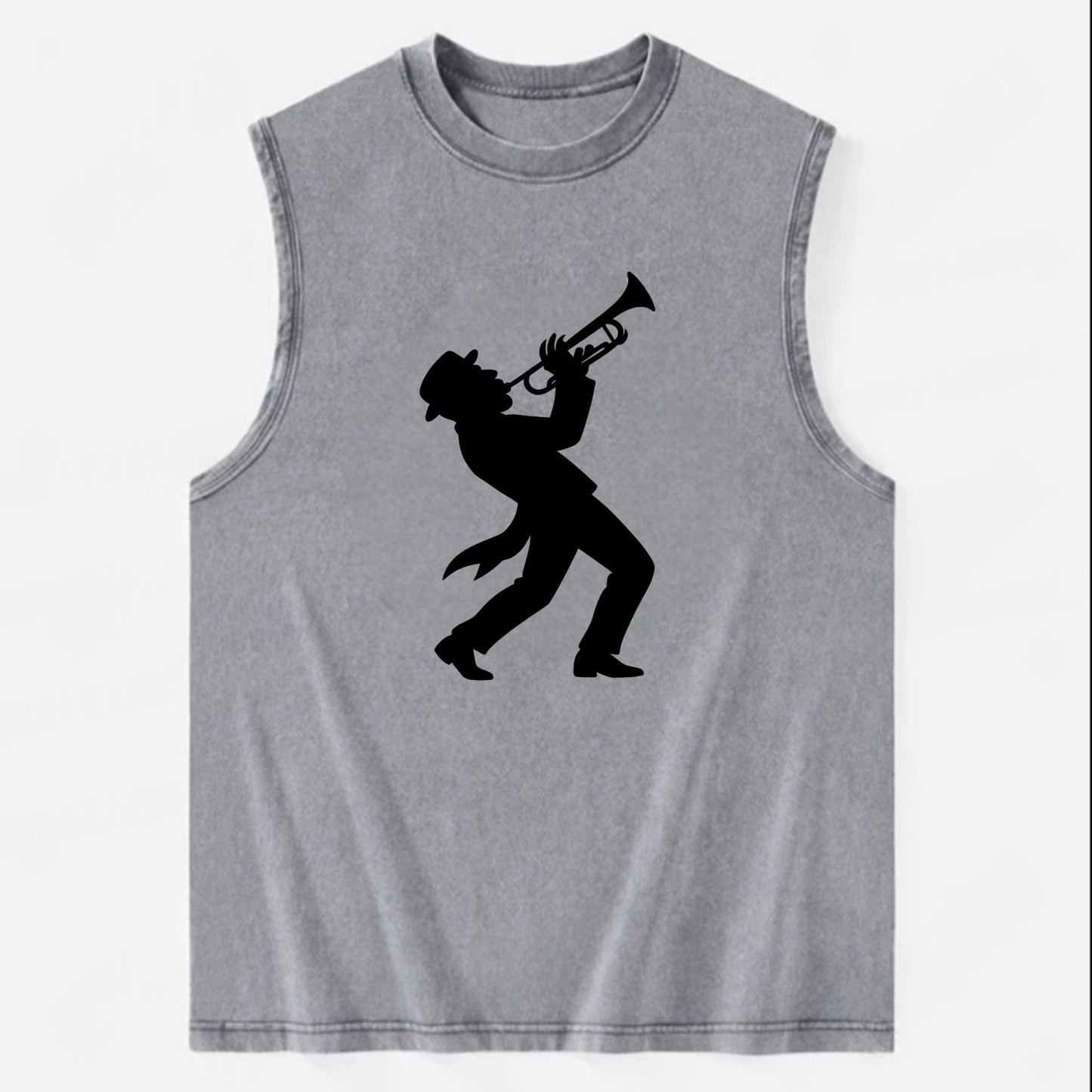 Trumpet player hitting high note - Vintage Washed Tank - Grey