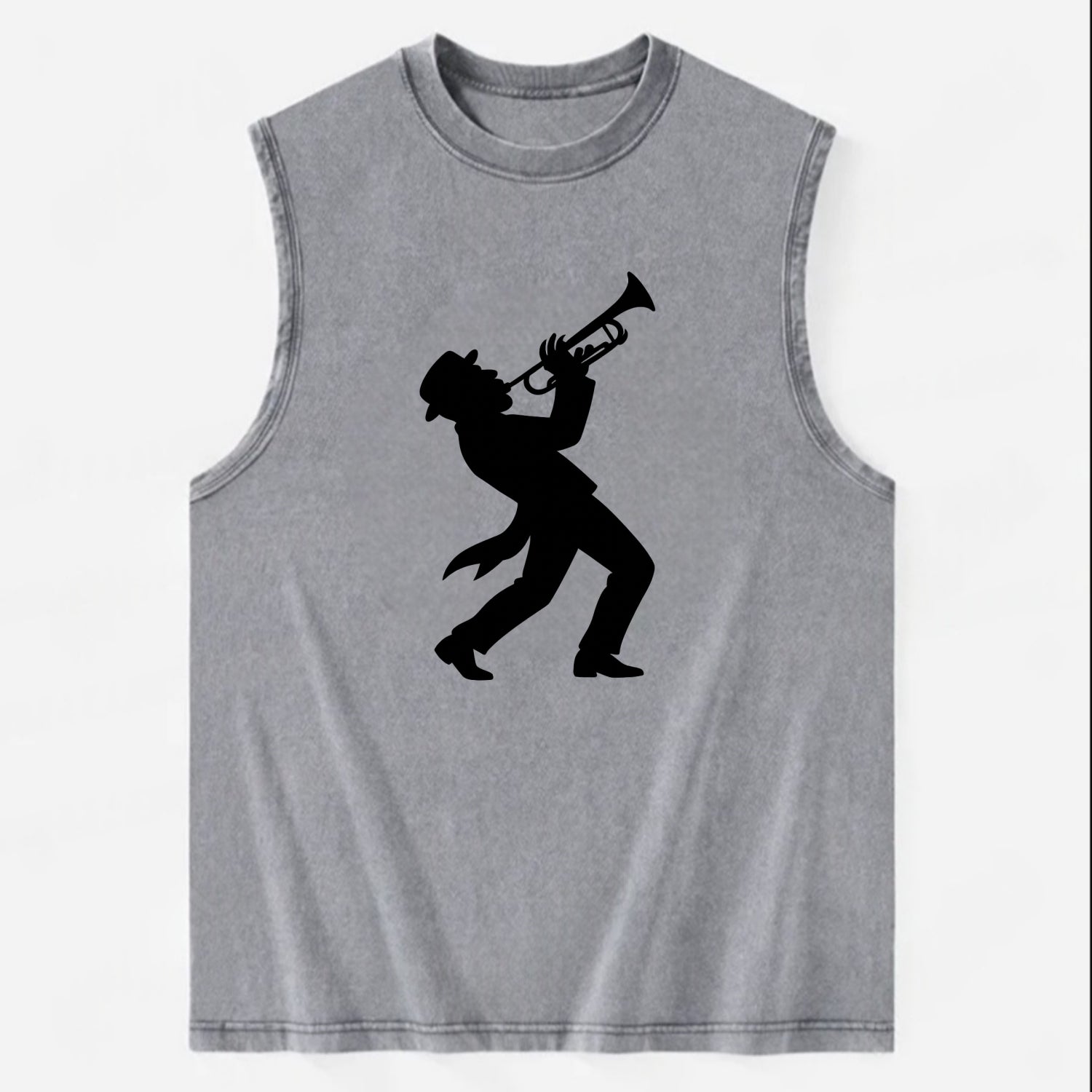 Trumpet player hitting high note - Vintage Washed Tank - Grey